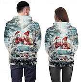 abordables Sudaderas &amp; Sudaderas con capucha-Navidad Papá Noel Sudadera Sudadera con capucha navideña divertida 3D Navidad Bolsillo delantero Gráfico Para Pareja Hombre Mujer Adulto Mascarada Impresión 3D Fiesta Casual Diario