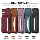 economico Cover per iPhone-telefono Custodia Per iPhone 16 Pro Max Plus iPhone 15 Pro Max Plus iPhone 14 13 12 11 Pro Max Plus Mini SE Per retro Con supporto Slot per schede Resistente agli urti Retrò TPU pelle sintetica