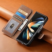 お買い得  サムスン用ケース-電話 ケース 用途 Zフォールド6 Z Fold 5 Z Fold 4 Z Fold 3 バックカバー スタンド付き 磁石バックル カード挿入口 レトロ風 PUレザー
