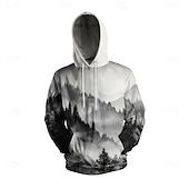 baratos Padrão 3D-Homens Gráfico Moletom Moletons Férias Diário Manga Longa Com Capuz Férias Esportes Para Noite Branco Estampado Inverno Primavera &amp; Outono Designer