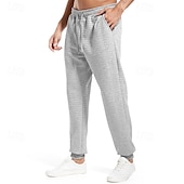 cheap Sweatpants-Men&#039;s Sweatpants Joggers Trousers Waffle Pants Pocket Drawstring Elastic Waist Plain Comfort Warm Full Length Outdoor Daily Running Fashion Casual / Sporty Black Navy Blue
