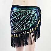 billiga Danskläder till magdans-Magdans Skärp Tofs Tvinning Paljett Dam Prestanda Träning Hög Polyester Tyll