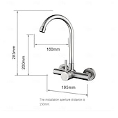 cheap Rotatable-Kitchen Faucet,Stainless Steel Rotatable Wall Mounted Single Handle Two Holes Kitchen Taps with Hot and Cold Switch