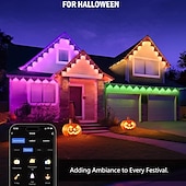economico Luci intelligenti-Luci Eave RGBIC Waterproof Smart LED Tuya WiFi Luci Stringa Esterne Permanente Disponibili in 10M 20LEDs 15M 30LEDs 30M 60LEDs e 45M 90LEDs