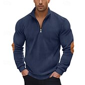 abordables Sweat-shirts basiques-Homme Sweat-shirt Sweat-shirt quart de fermeture éclair Abricot Noir Vert Véronèse bleu marine Gris Demi-zip Bloc de Couleur Patchwork A côtes Texturé Sport &amp; Loisir Quotidien Fête Polyester Velours