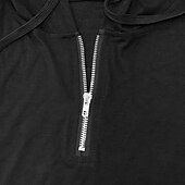 economico magliette di base-Per uomo Maglietta con Zip a Quarti Maglietta Camicia a Maniche Lunghe Manica Lunga Con Cappuccio Estate Patchwork Quotidiano Casual Stile da Strada Cerniera All&#039;aperto Streetwear Casual Nero Blu