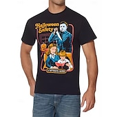 billige Skrekk-Halloween Michael Myers T-skjorte Trykt mønster Graphic Til Par Herre Dame Voksne Halloween Karneval Maskerade Varmstempling Fritid / hverdag
