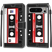お買い得  その他のスマホケース-電話 ケース 用途 Pixel 8 バックカバー スタンド付き リストストラップ付き カード挿入口 レトロ風 TPU PUレザー