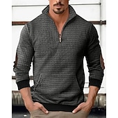 economico Felpe di base-Per uomo Maglia Felpa a nido d&#039;ape Felpa con zip corta Nero Bianco Blu marino Cachi Grigio scuro Mezza zip Semplice Patchwork A coste Tasca Frontale Quotidiano Ferie Uscire senza stampa Poliestere