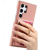 cheap Samsung Cases-Phone Case For Samsung Galaxy S24 S23 S22 S21 Ultra Plus A55 A35 A25 A15 5G A55 5G A14 A34 A54 S20 Plus S20 Ultra A53 A33 A23 A13 A33 Back Cover Ring Holder Card Slot Shockproof Retro PC PU Leather