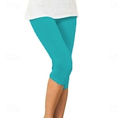 olcso Sima leggings-Női Jóga nadrág Napvédő Hasformáló Alakformáló Magas derék Jóga Fitnesz Edzőterem edzés Háromnegyedes leggingek Alsók Ibolya Fekete Fehér Sport Sportruházat Nagy rugalmasságú Sovány