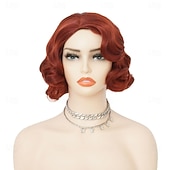 abordables Pelucas históricas-Pelucas cortas de los años 20 para mujeres peluca de ondas de dedo peluca sintética natural disfraz de cosplay peluca flapper de carnaval Halloween