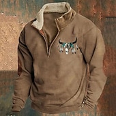 levne Základní mikiny_-Pánské Mikina Čtvrtletní mikina na zip Černá Námořnická modř Hnědá Šedá Poloviční zip Grafika Kráva Tisk Tisk Čtvrtletní zip Vánoce Denní Dovolená Další tisky Šik ven Na běžné nošení Podzim Zima