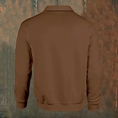 billige Men&#039;s Vintage Polo-Herre Folk Poloskjorter Pullover Langermet Poloskjorter Krage Årgang Fritid Daglig Gateklær Knapper 3D-utskrift Høst vinter Brun Militærgrønn