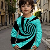 preiswerte Jungen 3D Vision &amp; Geometrie-Jungen 3D Graphic Geometrisch T-Shirt Langarm Frühling Herbst Modisch Basic kinderkleidung 4-12 Jahre Rundhalsausschnitt Outdoor Casual Täglich Regular Fit