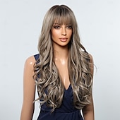 voordelige Synthetische trendy pruiken-Synthetische pruiken Uniformen carrière Kostuums Prinses Gekruld Golvend Middelste stuk Gelaagd kapsel Met pony Machinegemaakt Pruik 66.0 cm sepia Synthetisch haar Dames Cosplay Feest Modieus Bruin