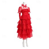 baratos Trajes Femininos-Suco de besouro filme de terror Noiva Fantasma Lydia Deetz Vestidos Peça para Cabeça Adulto Mulheres Traje Cosplay Festa / Noite Baile de Máscaras Fantasia de Carnaval Fácil