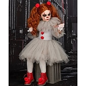 halpa Tyttöjen Halloween-asut-Lapset Tyttöjen Mekko Cosplay mekko Cosplay Custom Yhtenäinen väri Hihaton Suoritus Juhla Halloween juhla Silmukka Prinsessa Cosplay-asu Halloween Custom Polyesteri Polvipituinen A linjainen mekko