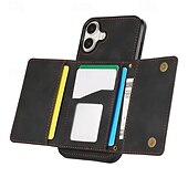 economico Cover per iPhone-telefono Custodia Per iPhone 16 Pro Max Plus iPhone 15 Pro Max Plus iPhone 14 13 12 11 Pro Max Plus Mini SE Per retro Con supporto Slot per schede Resistente agli urti Retrò TPU pelle sintetica