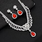 cheap Jewelry Sets-Bridal Jewelry Sets Two-piece Suit Imitation Diamond 1 Necklace Earrings Women&#039;s Classic Sweet Lovely Classic Love Precious Jewelry Set For Wedding Gift
