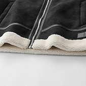 halpa Nahkatakit-Miesten Nahkatakit Fleecetakki Sherpa takki Biker takki Loma Päivittäin Tuulenkestävä Pidä lämpimänä Tasku Fleece Syystalvi Tavallinen Muoti Klassinen Kauluskäänne Normaali Tekonahka Musta Valkoinen