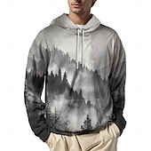 baratos Padrão 3D-Homens Gráfico Moletom Moletons Férias Diário Manga Longa Com Capuz Férias Esportes Para Noite Branco Estampado Inverno Primavera &amp; Outono Designer