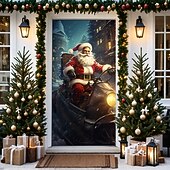 billige juledørdeksler-juledørdekorasjoner dørdeksler julemotor nissedør billedvev dørgardindekorasjon bakteppe dørbanner til inngangsdør gårdshus feriefest dekorutstyr innendørs/utendørs