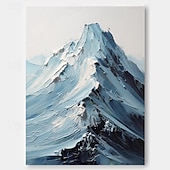 abordables Peintures paysages-peinture enneigée bleue et blanche peinture de montagne faite à la main œuvre d&#039;art texturée épaisse peinture à l&#039;huile couteau à palette peint à la main peinture de montagne peintures à l&#039;huile 3D