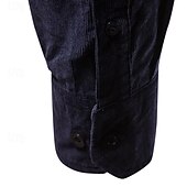 economico camicia da uomo con bottoni-Per uomo Camicia Camicia estiva Camicia con bottoni Camicia di velluto a coste Nero Bianco Blu marino Manica lunga Liscio Collo ripiegabile Informale Giornaliero Bottone giù Abbigliamento Di tendenza
