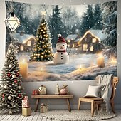 cheap Christmas Tapestry Hanging-Christmas Decorations Snowman Gifts Hanging Tapestry Xmas Wall Art Large Tapestry Mural Decor Photograph Backdrop Blanket Curtain Home Bedroom Living Room Decoration