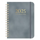preiswerte Bürobedarf-2025 PU-Leder-Kalenderplaner-Notizbuch A5 mit losem Blatt, Wochenplaner, Gummiband-Notizbuch