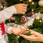 cheap Tree Accessories-Christmas Advent Calendar Ornaments,2D Acrylic Cute Chicken Baby 24pcs Christmas Ornament Kit Gift 24 Days Countdown Mini Hanging Tree Xmas Ornaments for Christmas Party Decorations