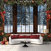 olcso karácsonyi gobelin lóg-karácsonyi díszek függő gobelin ablak kilátás fal művészet karácsonyi nagy kárpit falfestmény dekoráció fénykép háttér takaró függöny otthon hálószoba nappali dekoráció