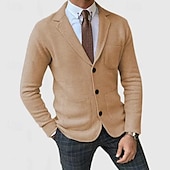preiswerte Herrenjacken &amp; Herrenmäntel-Herren Leichte Jacke Freizeitjacke Blazer Sakko Täglich Urlaub Weich Tasche Herbst Winter Glatt Modisch Klassisch Kargen Standard Schwarz Blau Khaki Hellgrau Armeegrün Jacken