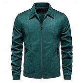 economico Giacche in Suede Sintetico-Per uomo Giacca sportiva Giacca in pelle scamosciata marrone Casual / quotidiano Sexy Autunno inverno Tinta unita / tinta unita Informale Bavero Standard Nero Giallo Verde Grigio Giacca