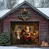 tanie Osłony drzwi garażowych na Boże Narodzenie-Boże Narodzenie na zewnątrz garaż drzwi pokrywa xmas baner święty mikołaj centrum handlowe duże tło świąteczne dekoracja na święta zewnętrzne garaż drzwi dekoracje ścienne domu