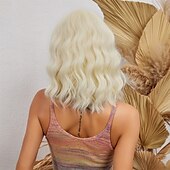 voordelige Synthetische trendy pruiken-Synthetische pruiken Uniformen carrière Kostuums Prinses Gekruld Golvend Middelste stuk Gelaagd kapsel Machinegemaakt Pruik 35.6 cm Goudroze Synthetisch haar Dames Cosplay Feest Modieus Blond