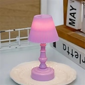 baratos Candeeiros de mesa-Abajur de mesa led com flor de concha colorida de macaron, quarto &amp;luz noturna de mesa de jantar, decoração moderna simples, botão alimentado por bateria 1pc