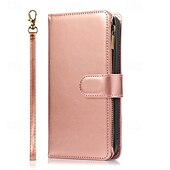 cheap iPhone Cases-Phone Case For iPhone 16 Pro Max Plus iPhone 15 Pro Max Plus iPhone 14 13 12 11 Pro Max Mini SE X XR XS Max 8 7 Plus Back Cover with Stand Holder Zipper with Wrist Strap Retro TPU PU Leather