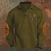 abordables Polo clásico para hombre-Hombre Camisa de Pana Camiseta de golf Trabajo Casual Diseño Manga Larga Básico Moderno Bloque de color Reno Retazos Botón Primavera &amp; Otoño Ajuste regular Negro Verde Ejército Azul Marino Marrón
