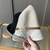 cheap Party Hats-Hats Polyester / Cotton Blend Bowler / Cloche Hat Bucket Hat Fedora Hat Valentine&#039;s Day Casual Holiday Ladies Day Elegant Simple Retro With Buttons Pure Color Headpiece Headwear