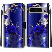 Недорогие Другие чехлы для телефонов-телефон Кейс для Назначение Pixel 8 Pro Pixel 8 Pixel 7 Pixel 7 Pro Pixel 6 Pixel 6 Pro Кейс на заднюю панель со стендом с ремешком на запястье Разъем для карты Ретро ТПУ Кожа PU