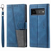 זול תיק טלפון אחר-טלפון מגן עבור Pixel 8 Pro Pixel 8 Pixel 7 Pixel 7 Pro Pixel 6 Pixel 6 Pro מארז כרטיס ארנק עם מעמד עם רצועת יד חריץ לכרטיס רטרו TPU עור PU