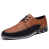 baratos Semi-formal-sapatos oxford masculinos de couro sintético bicolor – design com cadarço e detalhes brogue, elegantes e confortáveis para ocasiões casuais e formais