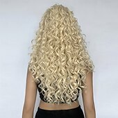 baratos Perucas Sintéticas sem Touca-Perucas sintéticas Uniformes Trajes de carreira Princesa Encaracolado Deep Curly Parte do meio Corte em Camadas Com Franjas Fabrico à Máquina Peruca 26 polegadas Dourado Suave Cabelo Sintético