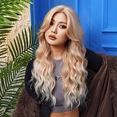 voordelige Synthetische trendy pruiken-Synthetische pruiken Uniformen carrière Kostuums Prinses Gekruld Golvend Middelste stuk Gelaagd kapsel Machinegemaakt Pruik 66.0 cm Goudroze Synthetisch haar Dames Cosplay Feest Modieus Roze