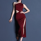 abordables robe de compétition-Danse latine Robe Couleur Pure Femme Utilisation Usage quotidien Sans Manches Coton cristal