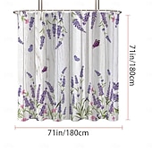 お買い得  シャワーカーテン-フック付きシャワーカーテン 180cm*180cm(70&quot;*70&quot;) ポリエステル 洗える防水バタフライラベンダーパターン バスルームデコ