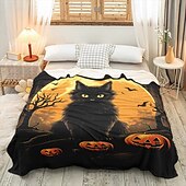 baratos Cobertores &amp; Mantas-cobertor com tema de halloween com personagens e abóboras aconchegante e assustador
