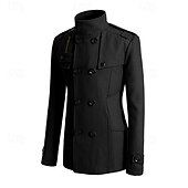 levne Pánský trenčkot-Pánské Polní kabát Peacoat Trenčkot Denní Dovolená Podzim zima Polyester Zahřívací Svrchní oděvy Oblečení Módní Klasické Bez vzoru Kapsy Stojáček Dvouřadé